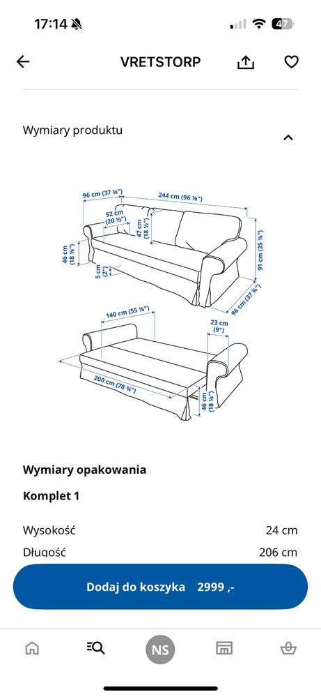 Sofa rozkladana ikea