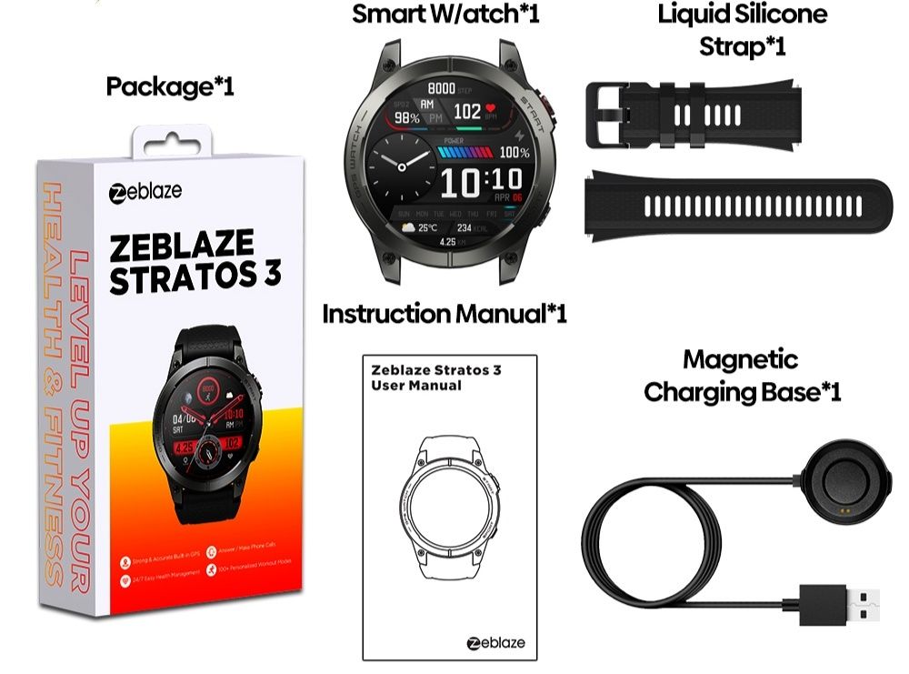 Оригінальний розумний годинник Zeblaze Stratos 3 GPS