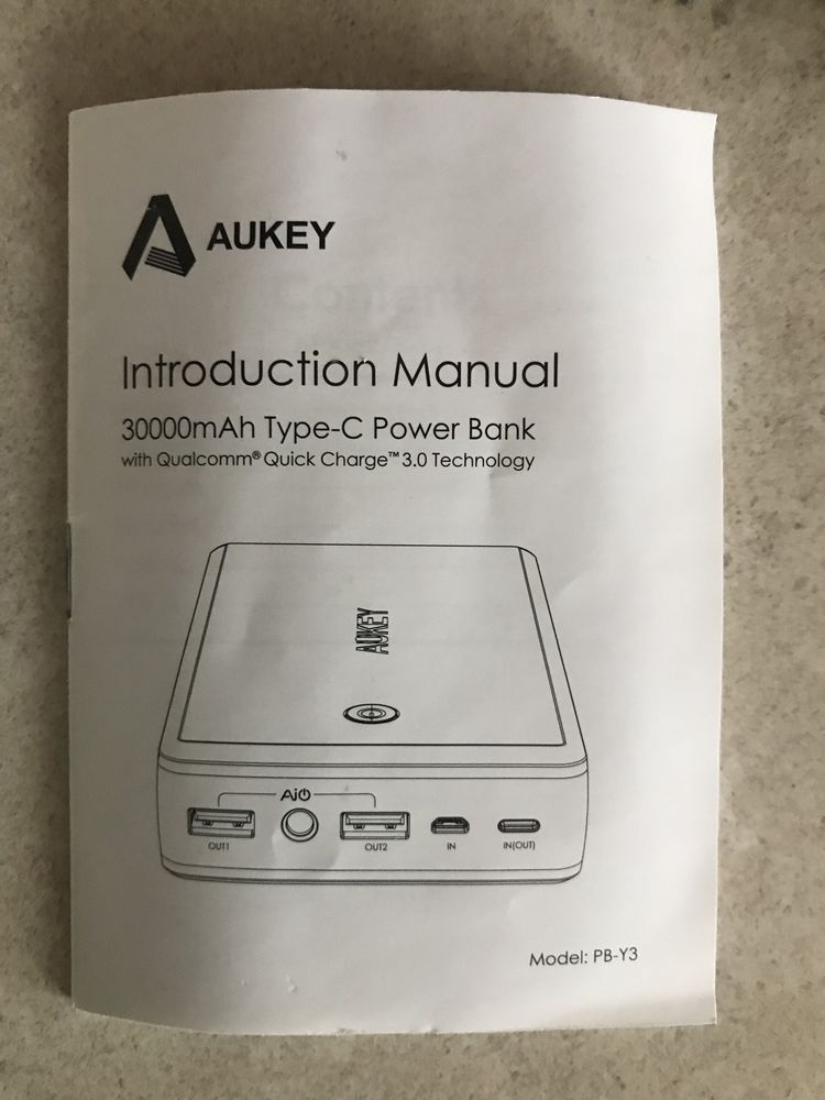 Повербанк AUKEY 30000mAh Tupe-C Power Bank PB-Y3