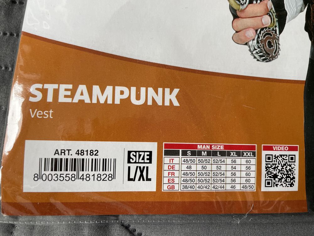 Przebranie STEAMPUNK (kamizelka, maska, rękawiczki, zegarek)