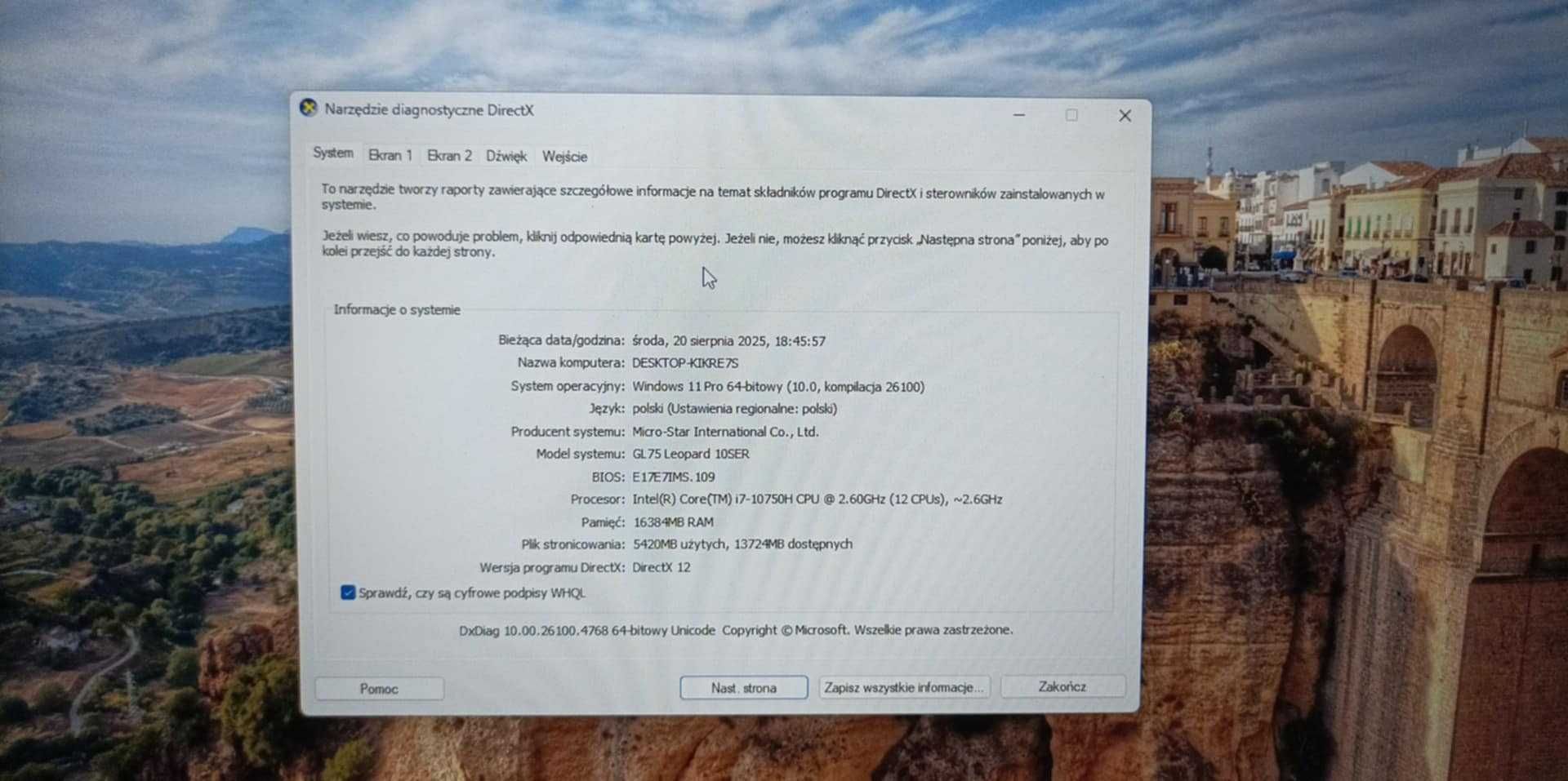 Laptop Gamingowy MSI GL75 Leopard 10SER-259XPL