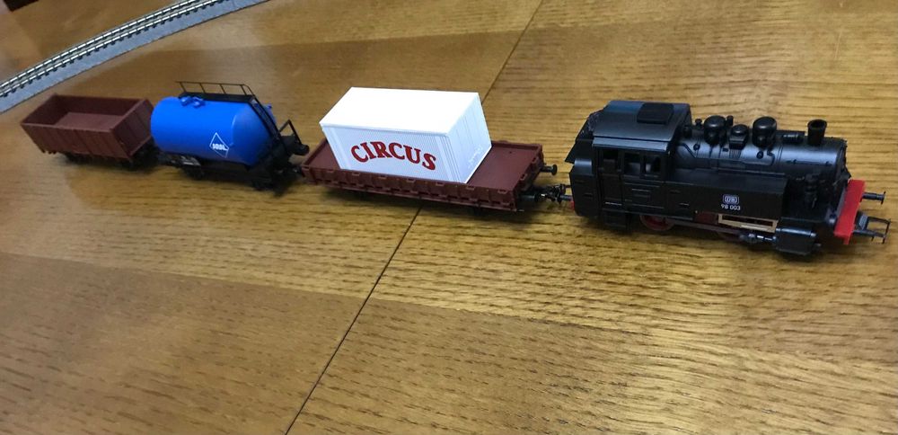 Set ferromodelismo, comboio a vapor H0 (HO) Piko com linha balastrada