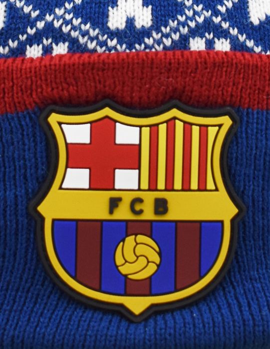 Czapka Zimowa Fc Barcelona Dziecięca Pompon Herb Świąteczna