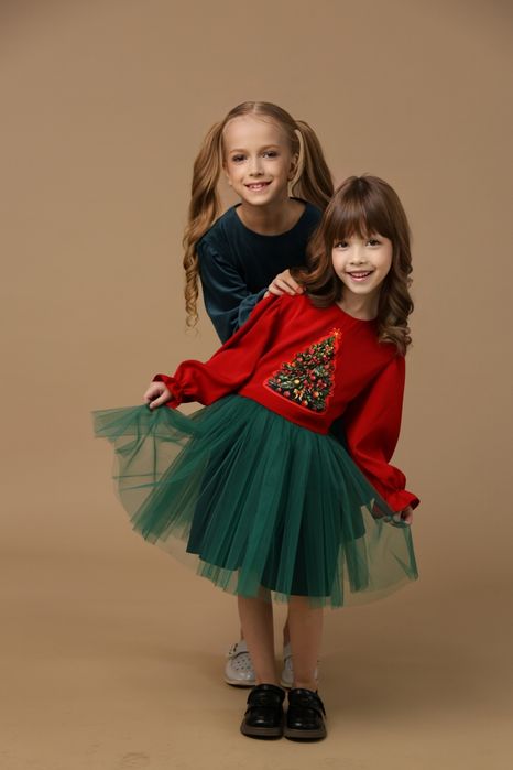 Плаття дитяче новорічне Ялинка, розмір 104,110,116,122,128,134. Сукня