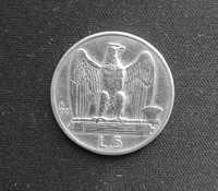 5 LIRÓW 1927 Włochy - VITO EMAN srebro moneta