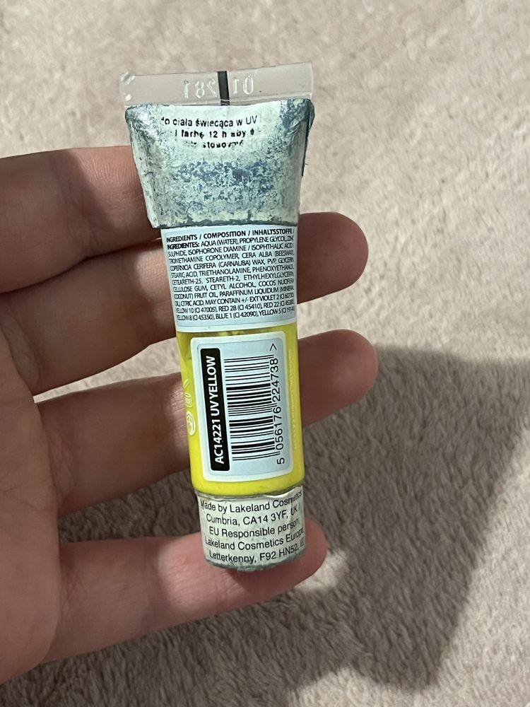Farba Uv Do Twarzy Ciała Glow In The Dark 12Ml Yellow Paintglow