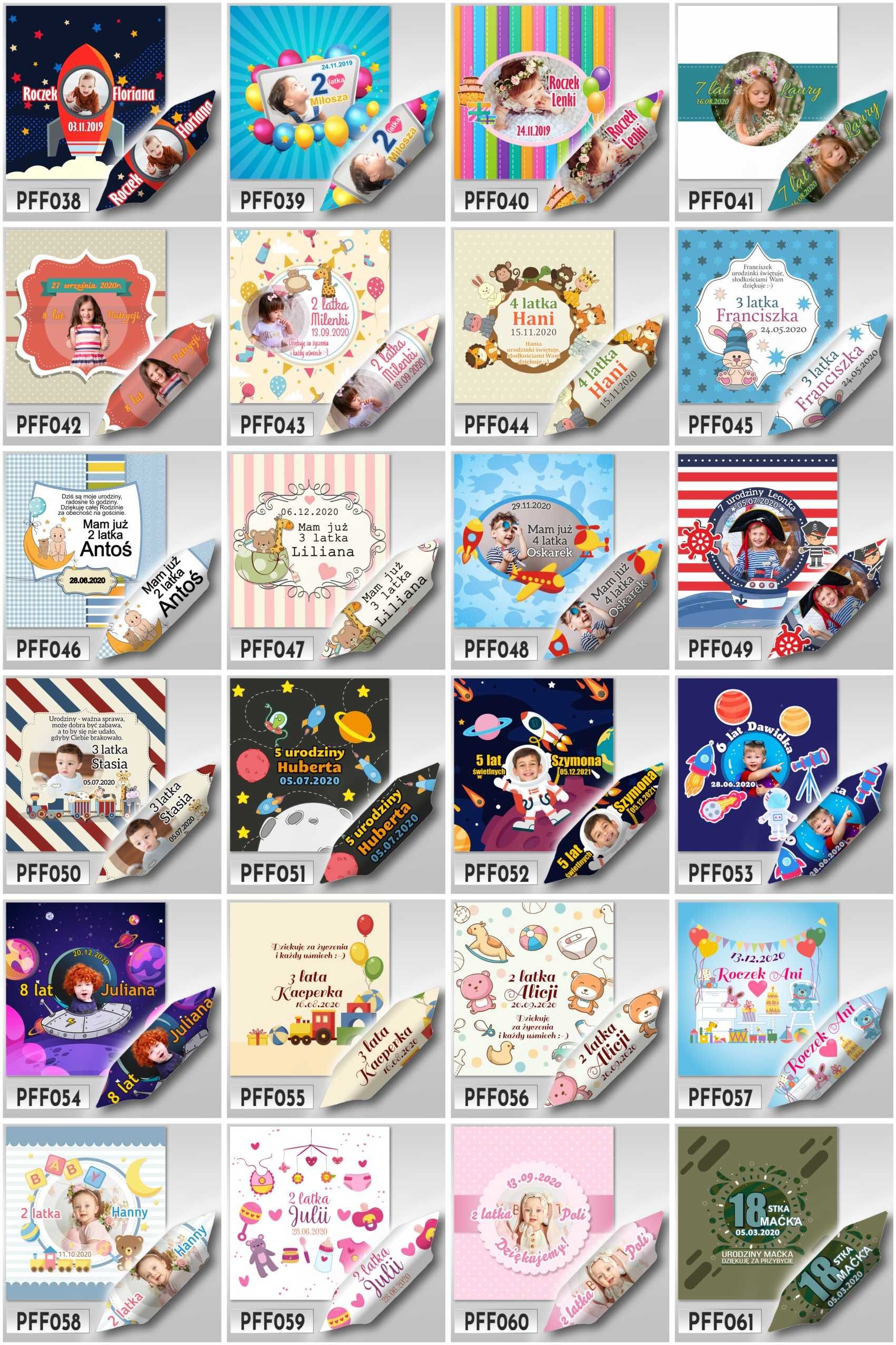 Krówki personalizowane na Chrzest Roczek Baby Shower 120szt