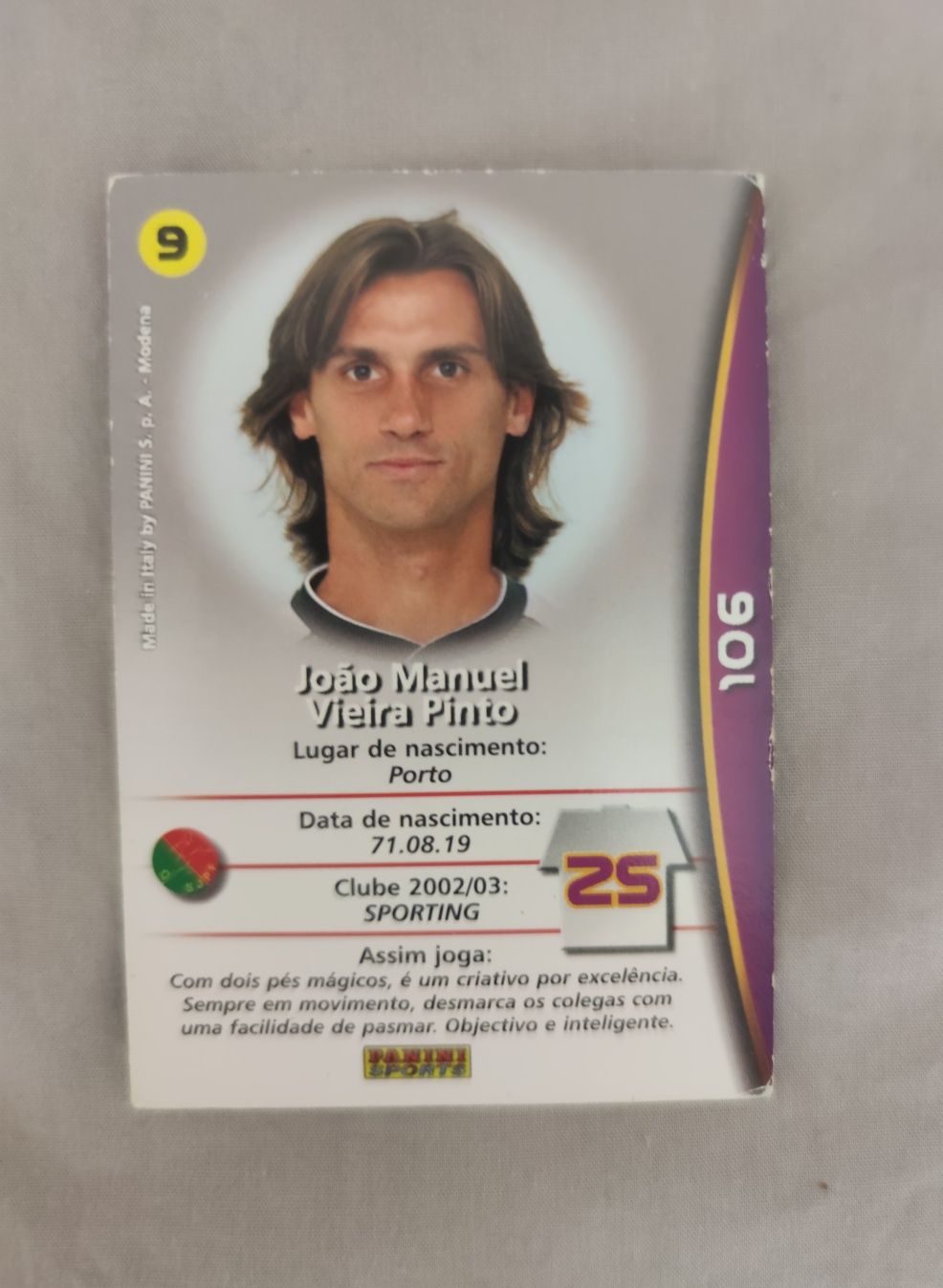 Carta Panini Mega Craques João Pinto Sporting excelente estado