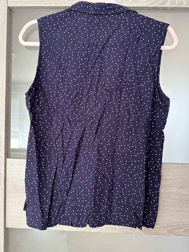 Bluzka damska top bez rękawów house l 40 granatowa kropki