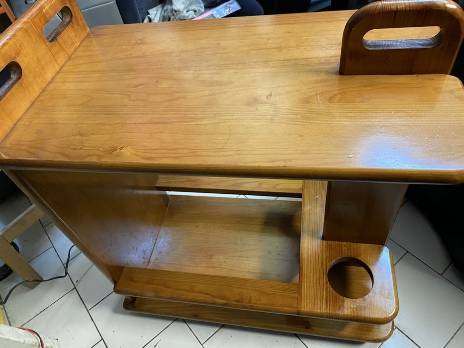 Carrinho bar garrafeira madeira pinho mel