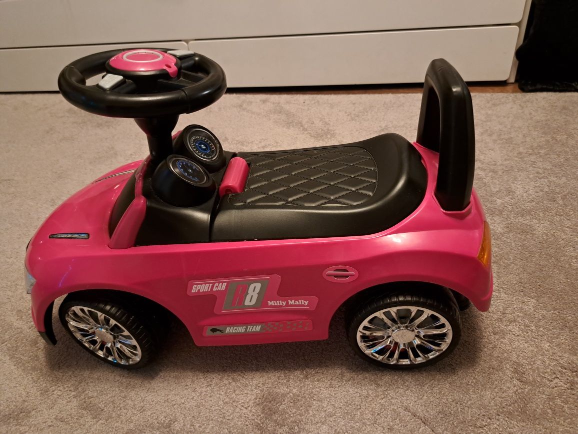 Auto jeździk dla dziewczynki dziewczęcy samochód pchacz rożowy