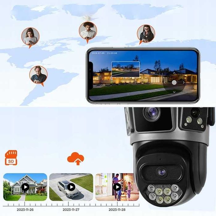 Kamera Zewnętrzna Podwójna Nagrywanie Audio Obraz Obrotowa