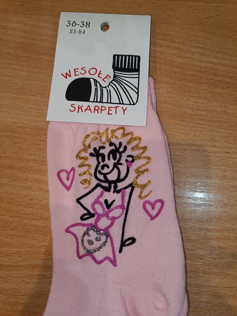 Śliczne skarpetki dla mamy, skarpety mama malowane r. 36-38