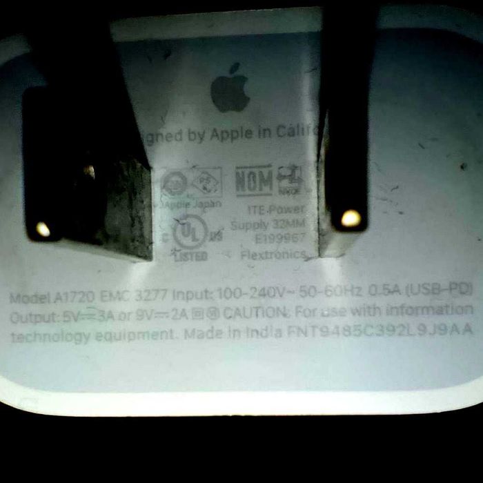 Apple зарядное, сетевой адаптер A1720 type-C, 5V/3A. Оригинал!