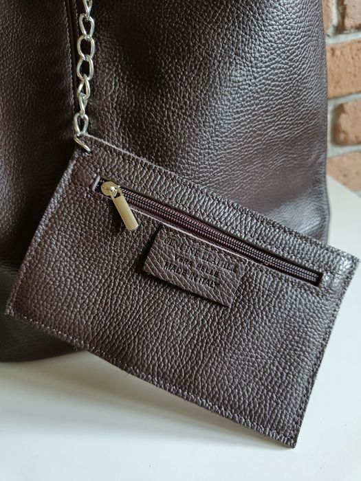 Torebka włoska Vera Pelle skóra naturalna  czekoladowa