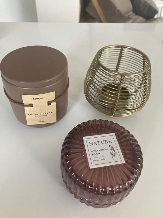Zestaw: 2 świeczki Home&You i Nature oraz świecznik na tealight