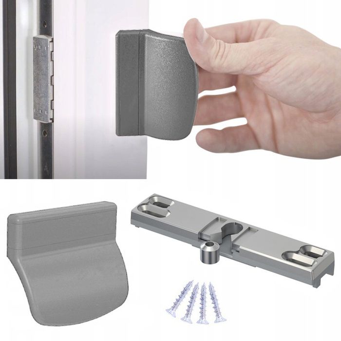 Zatrzask balkonowy uchwyt klamka do drzwi pochwyt palacza Srebrny