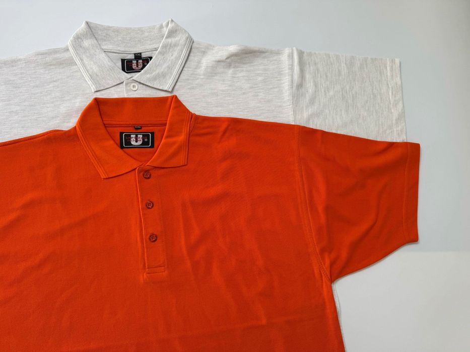 Nowe koszulki polo męskie 2 sztuki jasnoszara pomarańczowa XXL
