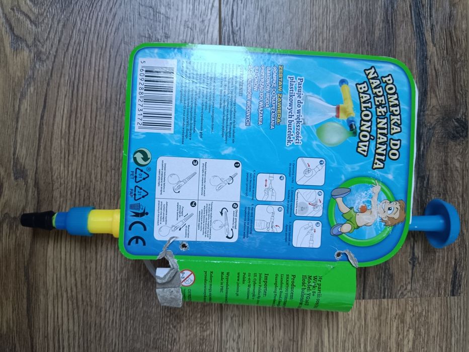 Pompka do napełniania balonów wodnych do plastikowych butelek + balony