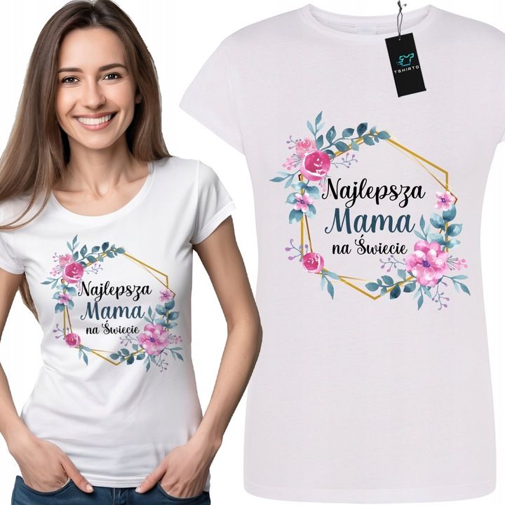 Koszulka Damska Najlepsza Mama Na Świecie Dzień Matki Prezent Dla Mamy