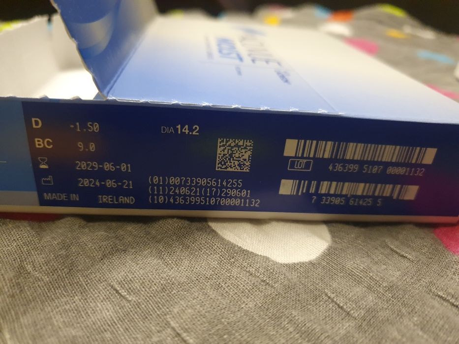 Soczewki kontaktowe ACUVUE jednodniowe D  -1,5; BC 9.0; DIA 14,2