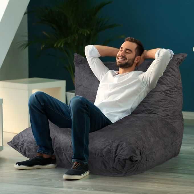 Beanbag pufa fotel poduszka gamingowa XXL duży szary z oparciem