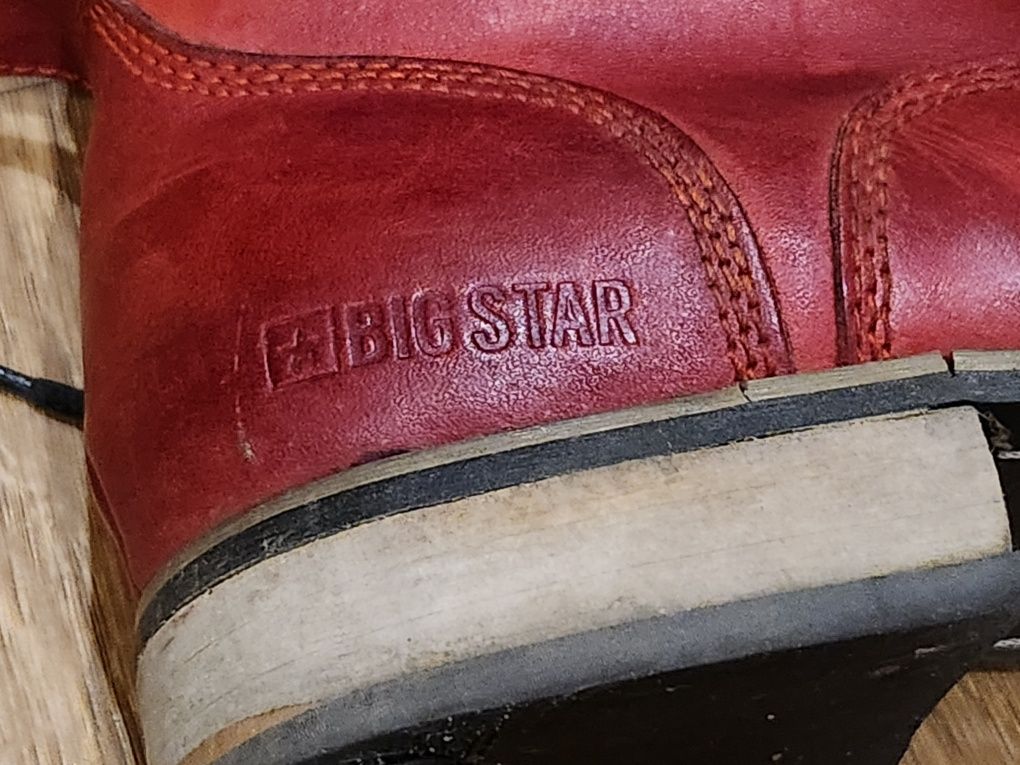 Buty skórzane za kostkę bordowe Big Star 42