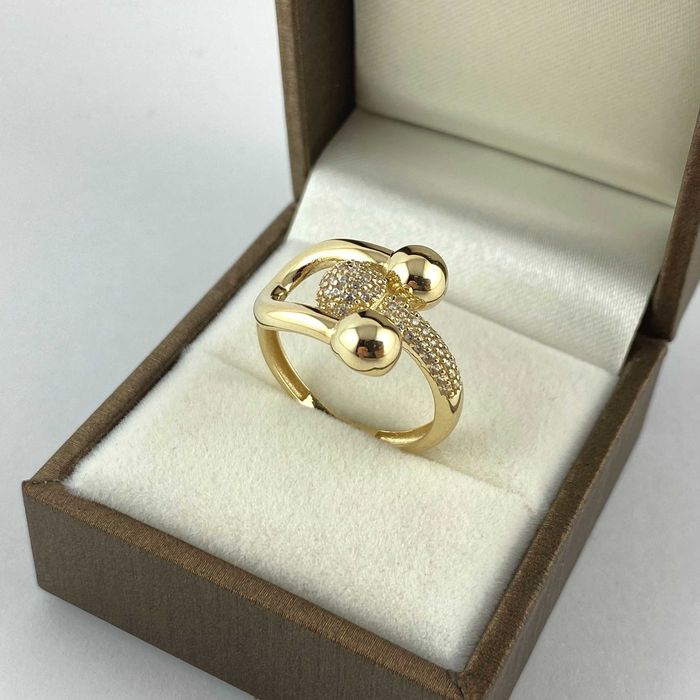 Zjawiskowy ZŁOTY pierścionek z cyrkoniami PRÓBA 585 (14K) rozmiar 20