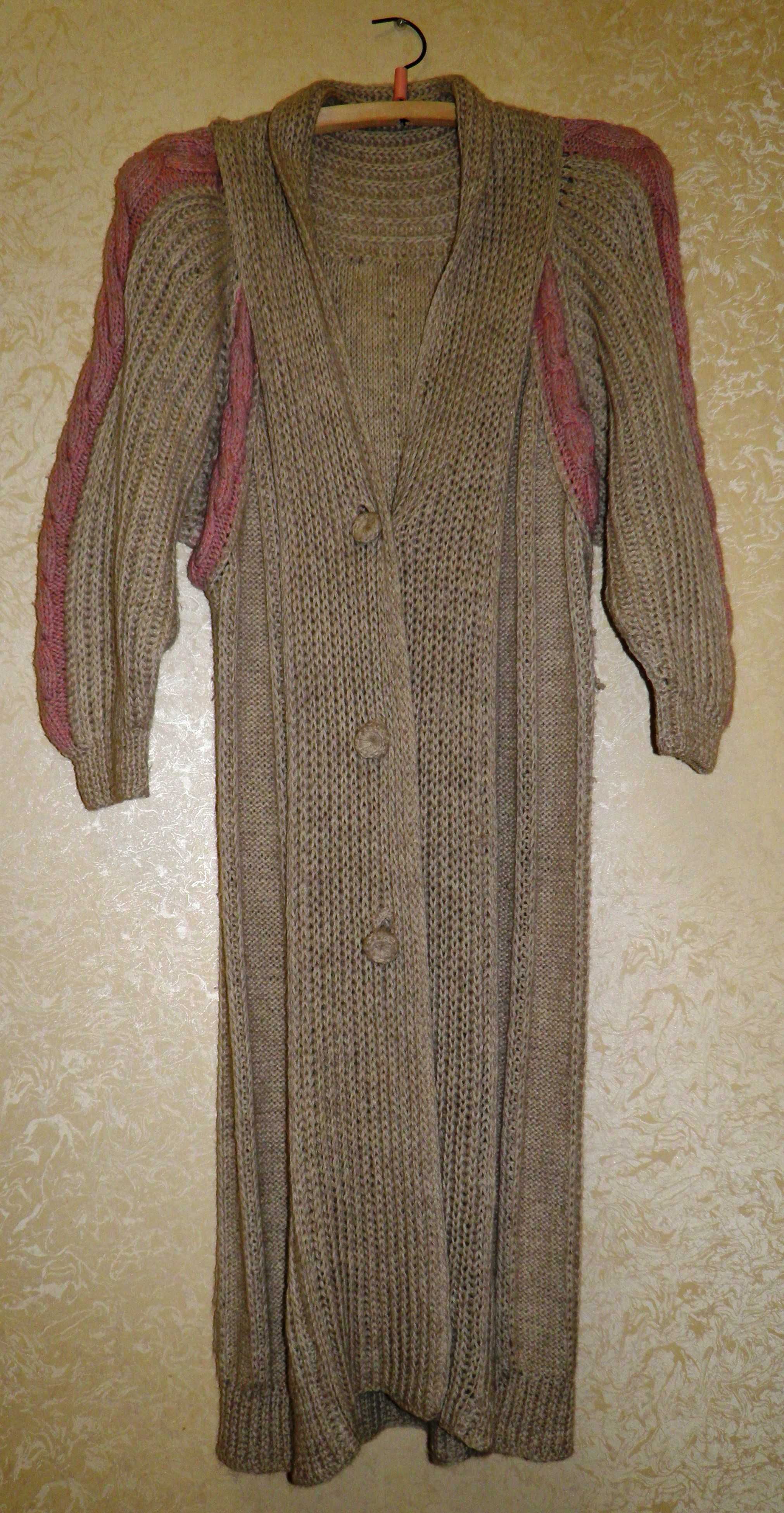 Женское вязаное пальто кардиган Длинная кофта Женская одежда Шерсть