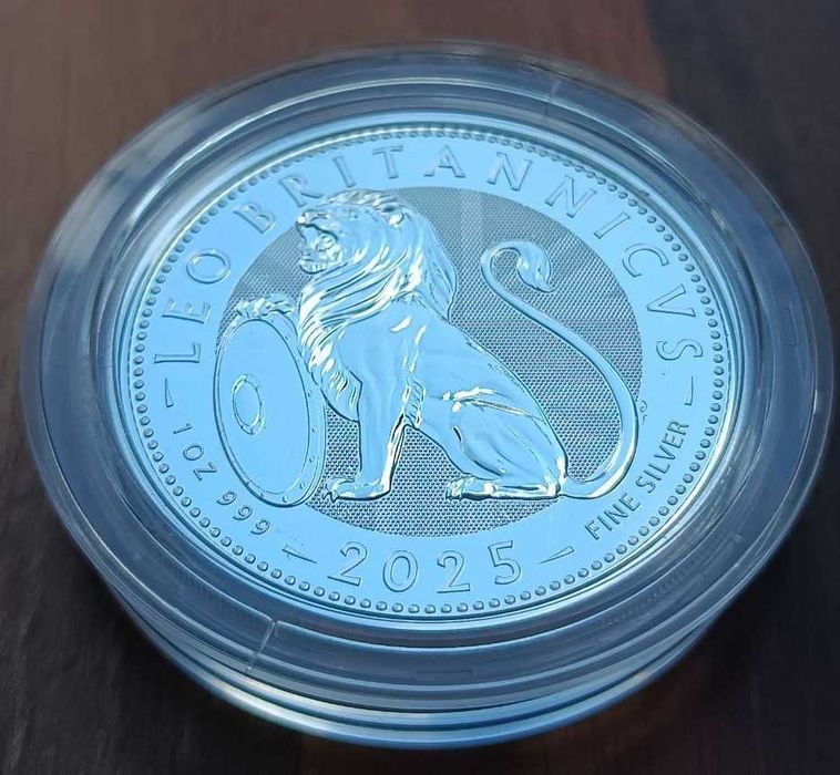 Срібна монета 2 фунти, 2025 р "Британський лев", 999 проба, 31,1 гр