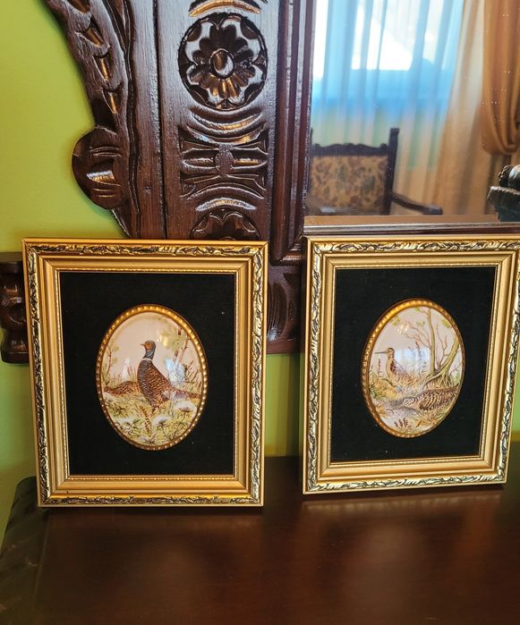 Obrazy porcelanki przedstawiające bażanty