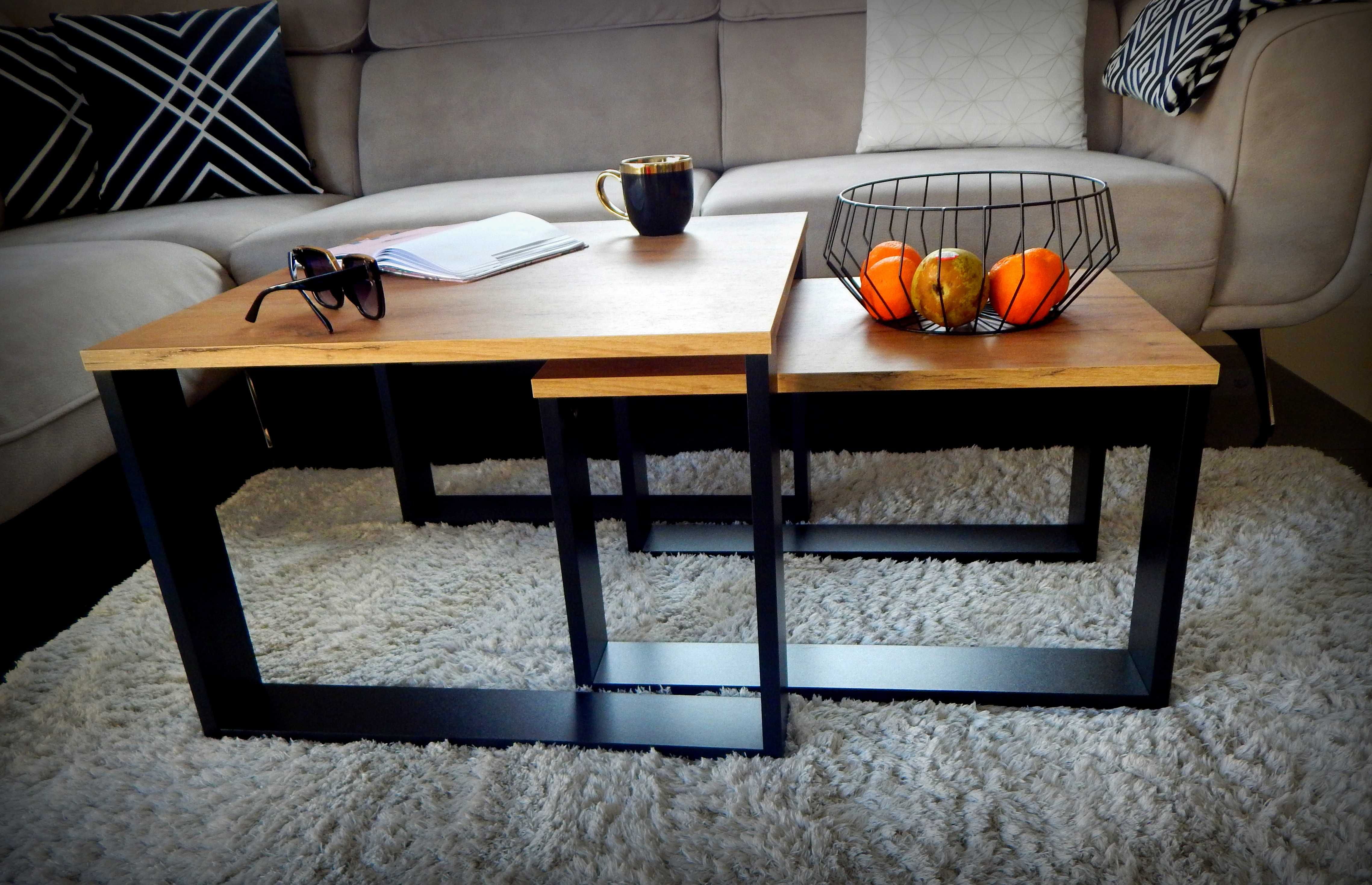 Stolik kawowy 2w1 stoliki kawowe komplet loftowy loft zestaw