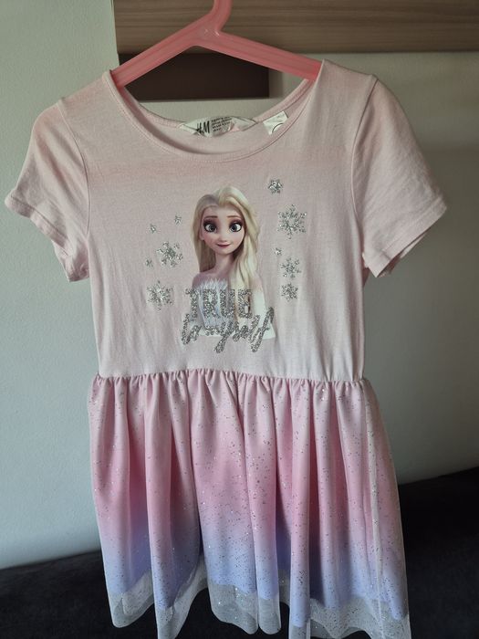 Różowa sukienka Elza H&M rozm. 110/116 cm