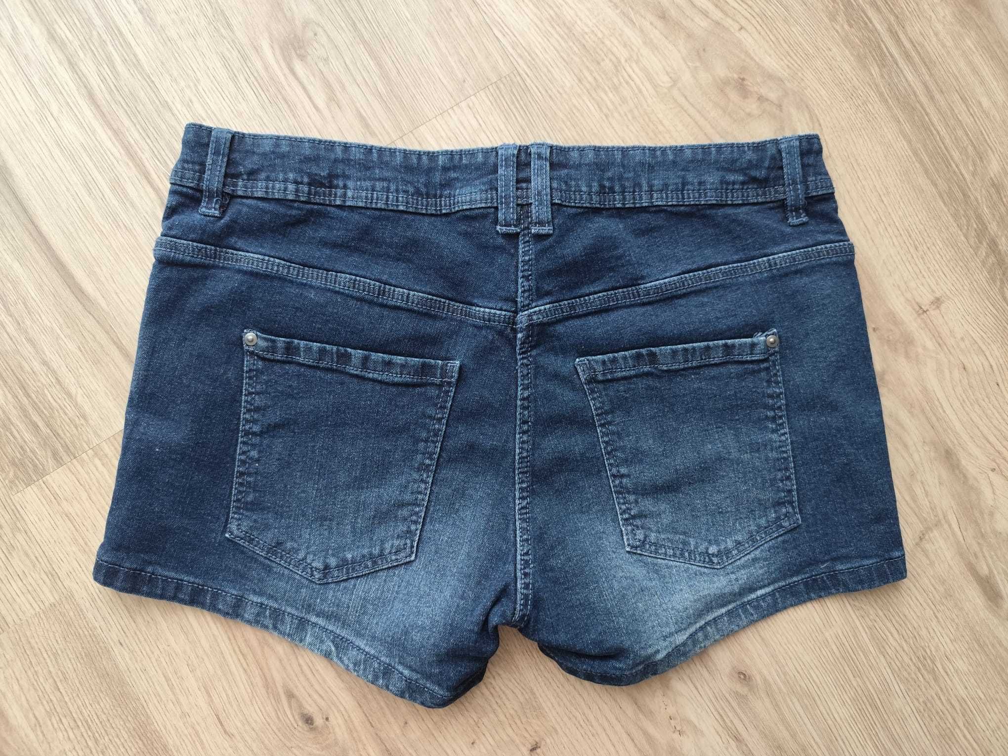 Nowe spodenki jeansowe szorty 170 dziewczęce ciemny granat