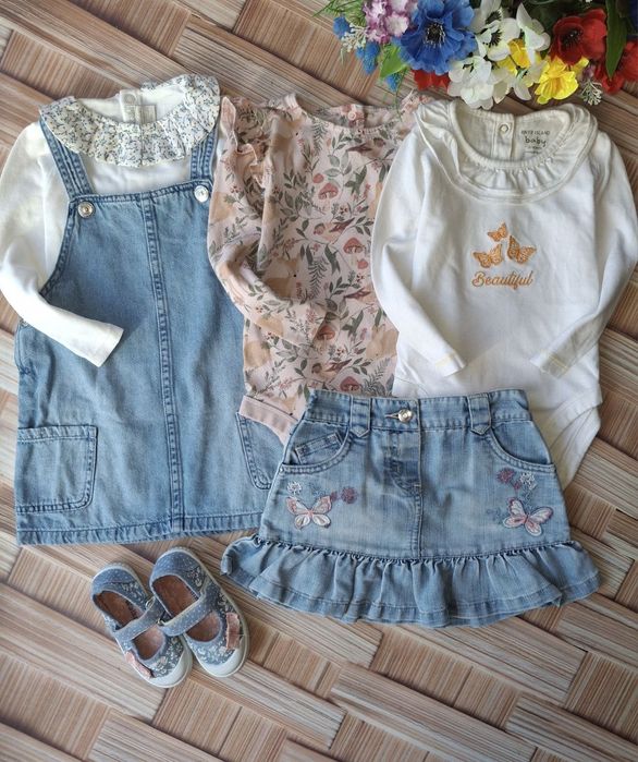 Одяг для дівчинки на 1-2роки сукня, джинсовка, ромпер, реглан