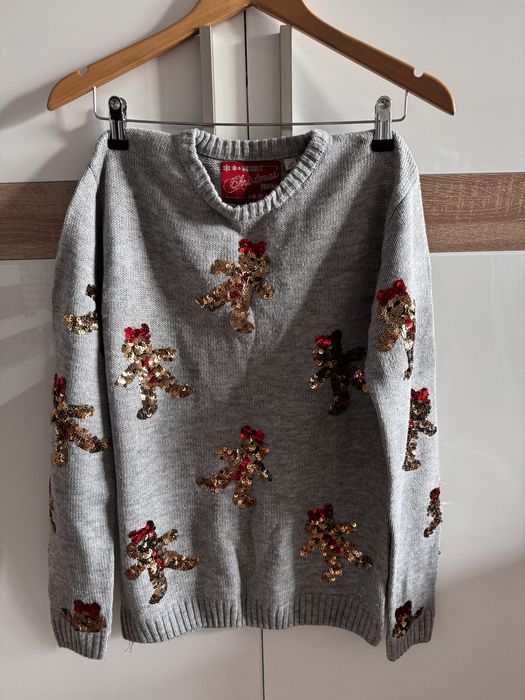 новорічний светр xs-s імбирний пряничний чоловічок святковий сірий