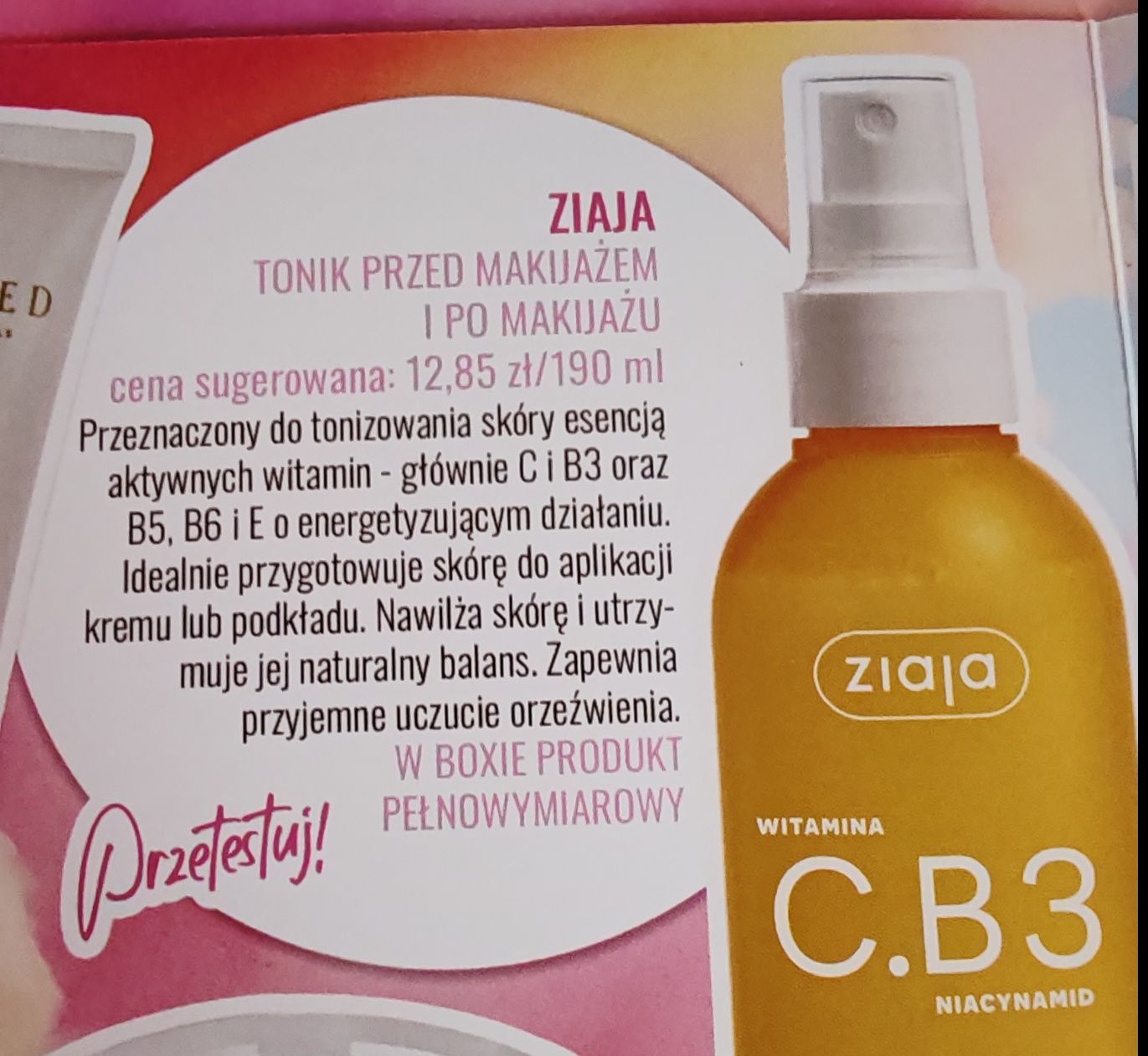 Ziaja tonik przed i po makijażu