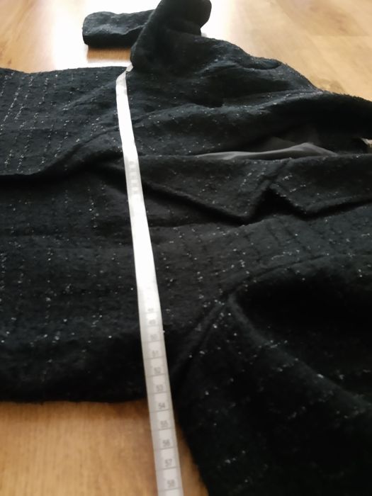 Marynarka żakiet L XL czarny 42 błyszczący srebrny damski płaszczyk