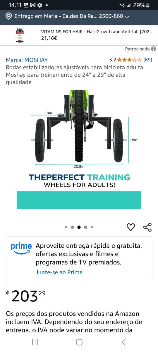 Rodas de apoio para bicicleta de adulto - roda 26 a 29