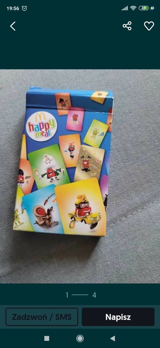 Karty do gry rzadkie, McDonald's, happy Meal, Piotruś Nowe