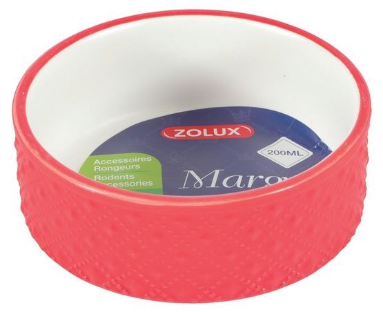 Elegancka miseczka z kamionki dla gryzoni - Zolux 200ml Czerwona Gres
