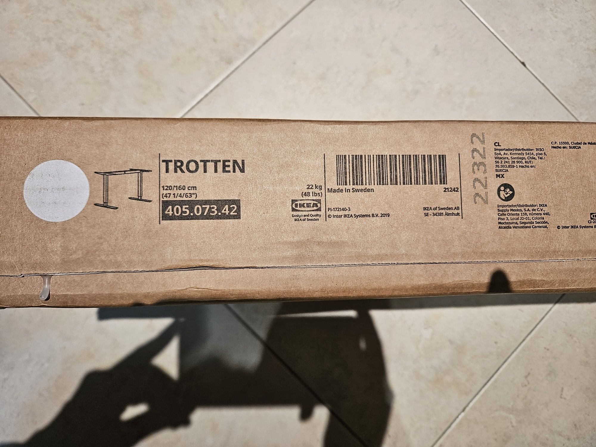 TROTTEN estrutura inf. ajustável, pé/sentado, p/ tampo mesa 120-160cm