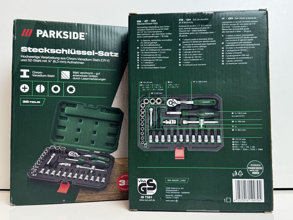 Новий набір торцевих гайкових ключів PARKSIDE 36шт HG09816 Німечинна