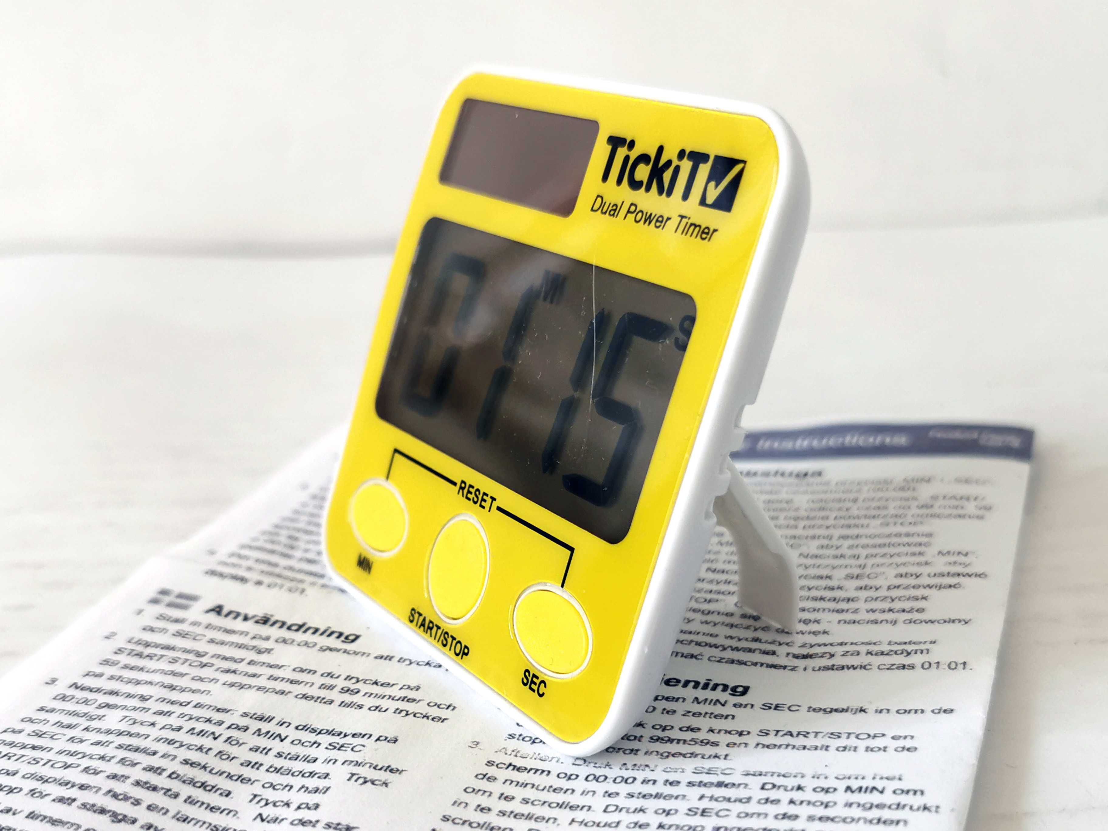 Minutnik Timer Elektroniczny TickiTV Solar Żółty