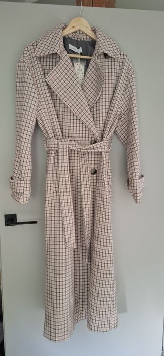 Trencz w kratke pastelowy roz Reserved rozmiar M/xl