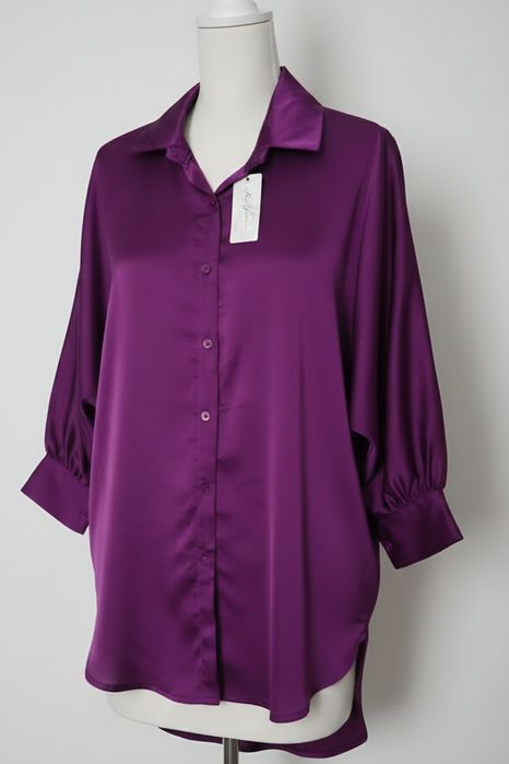 Włoska satynowa koszula oversize plus size xxxl 48 50