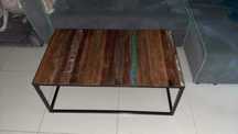 Stolik Kawowy Eko Metal i Lite Drewno Z Odzysku 100x60x40 Unikat