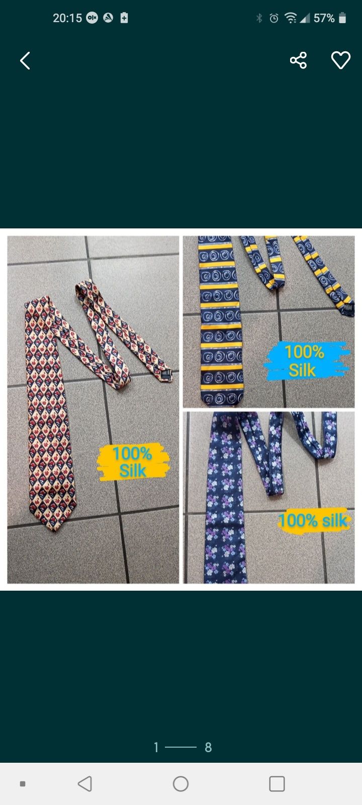 Jedwabne krawaty 5szt, 100% jedwab