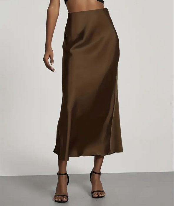 Спідниця шовкова, колір шоколад