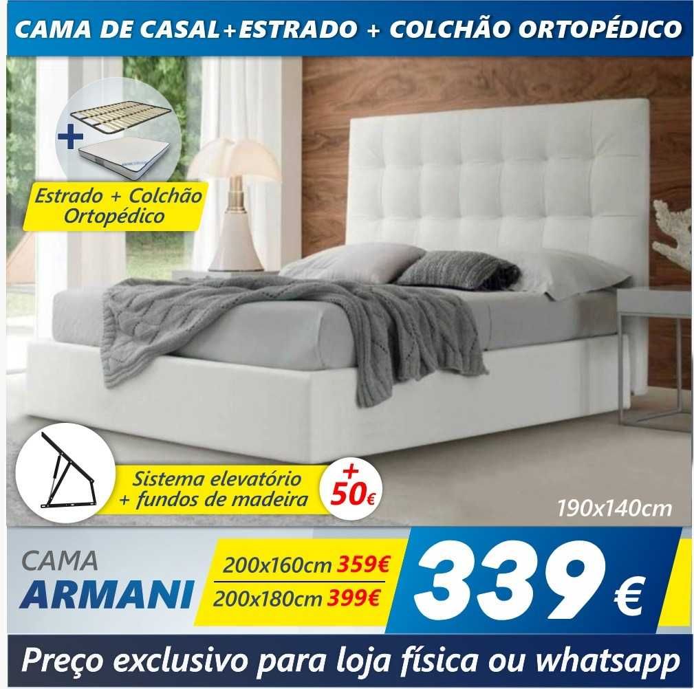 Cama Armani + Estrado + Colchão Basic 15HR